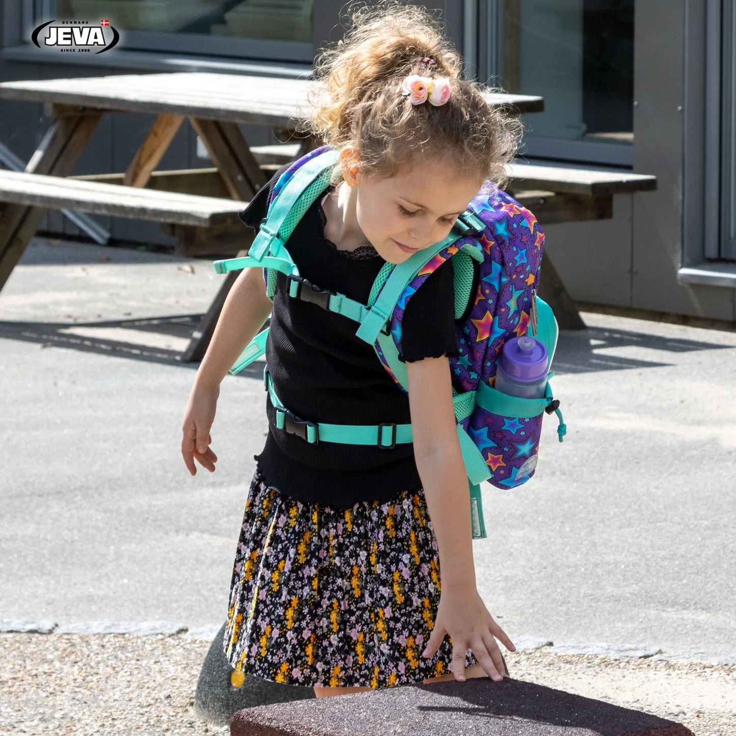JEVA kinderrugzak Start-Up Unicorn Candy met unicorn en sterren print