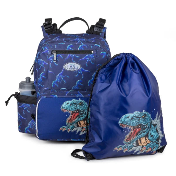JEVA rugzak Start-Up Dinosaur met gymtas en allover dino print