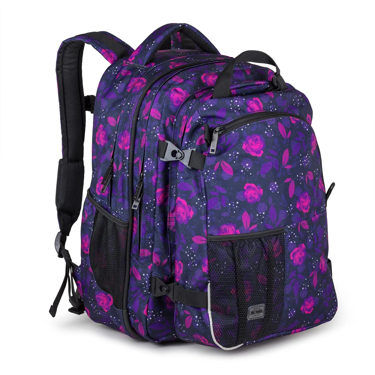 JEVA rugzak Supreme Dark Rose met roze en paarse rozen print