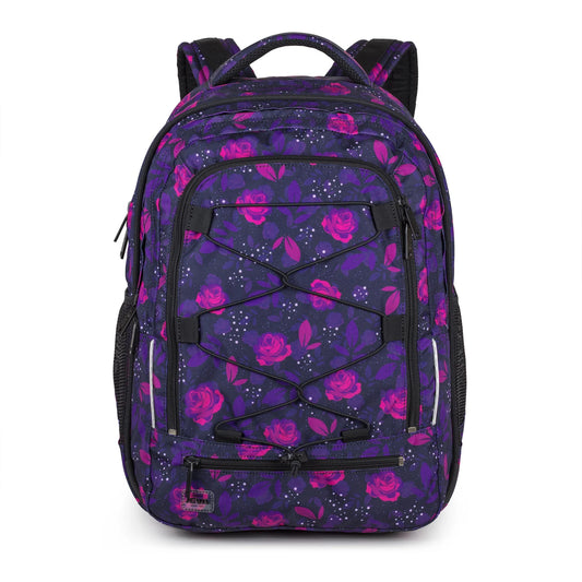 JEVA rugzak Survivor Dark Rose roze rozen print