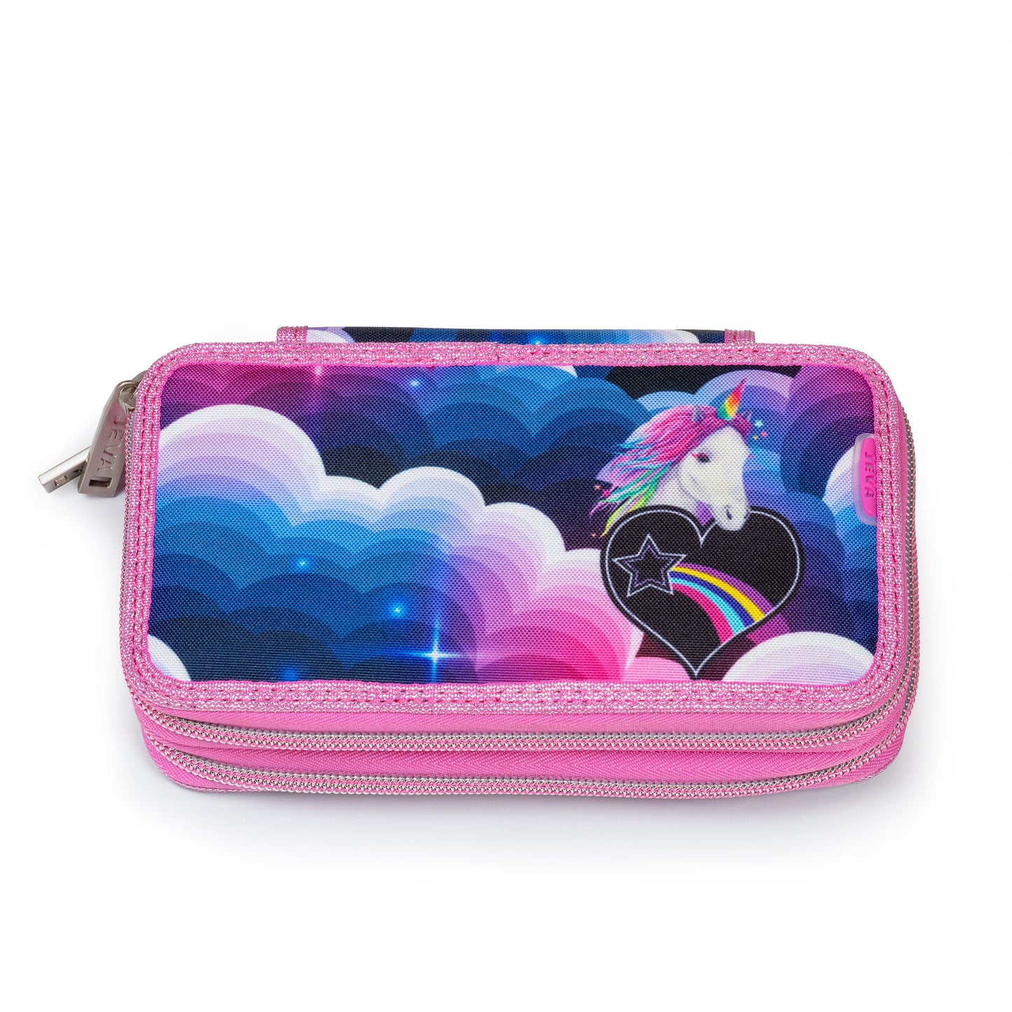 JEVA Etui Twozip Unicorn Heaven met potloden