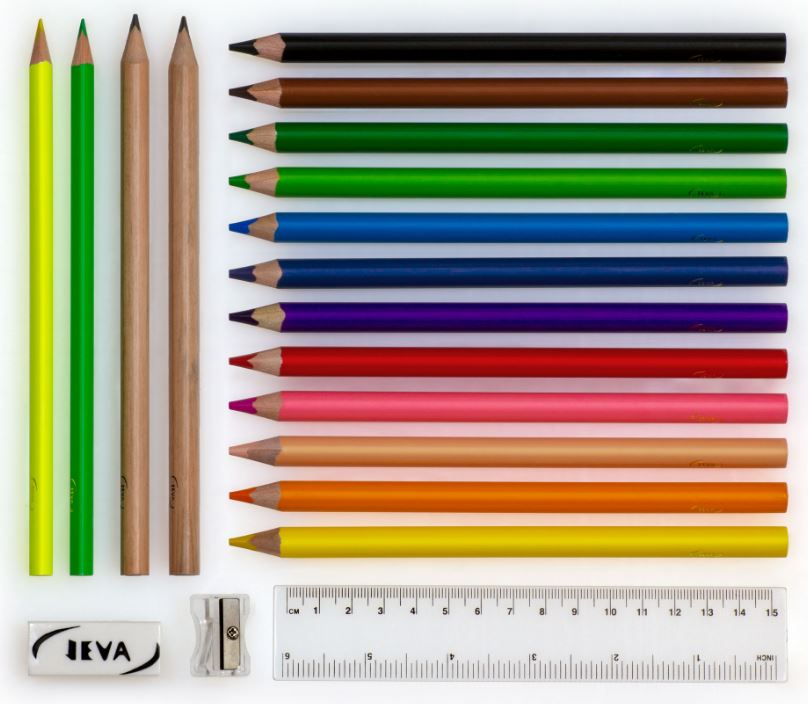 Etui met driekantige potloden