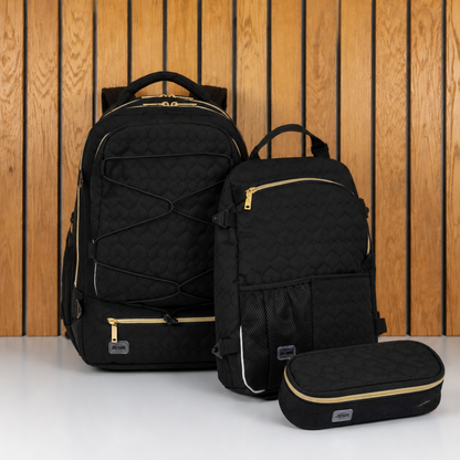 JEVA Moonless Quilt Supreme Schoolset - Ergonomische rugzak met etui