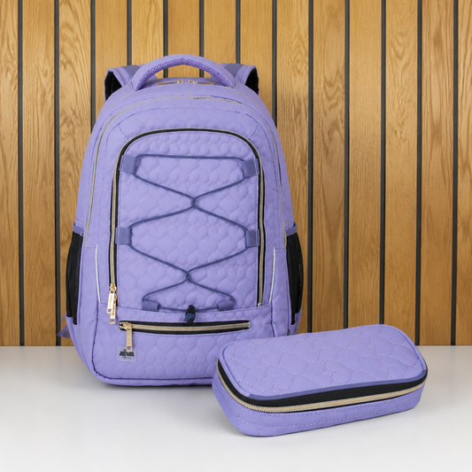 JEVA Lavender Quilt Survivor Schoolset – Ergonomische rugzak met etui