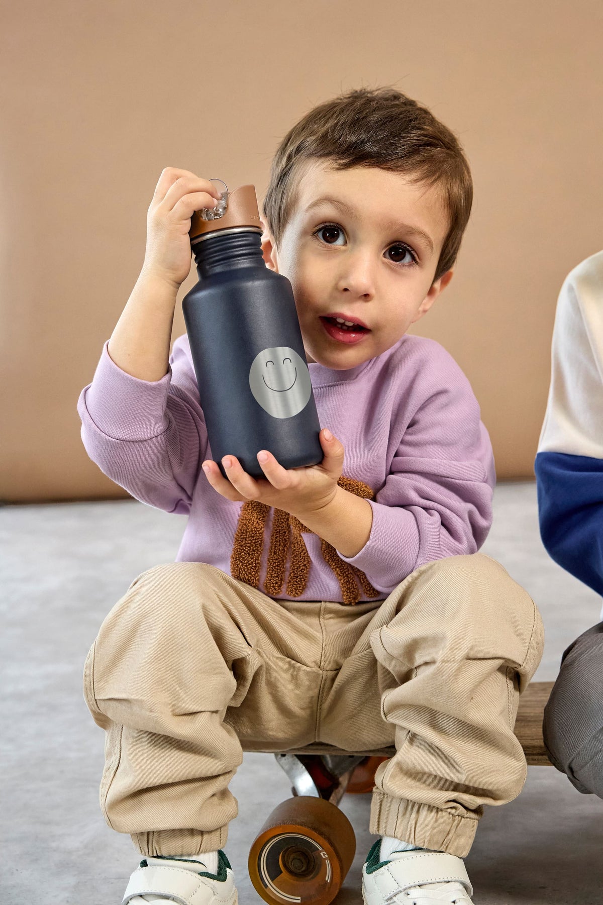Lässig RVS Drinkfles Little Gang Smile Navy
