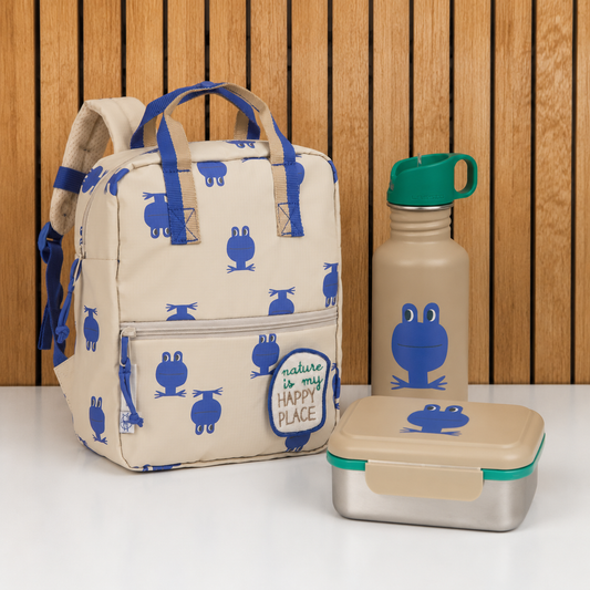 Lässig Schoolset Happy Trails Frog - Rugzak met lunchbox en drinkfles