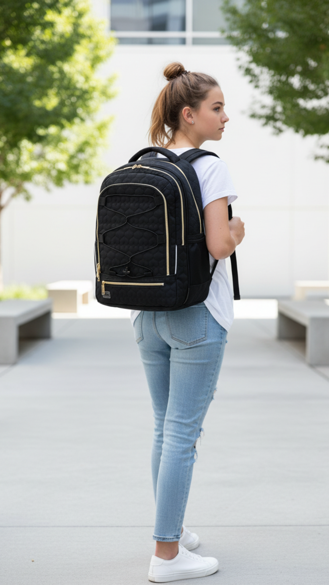 JEVA Moonless Quilt Supreme Schoolset - Ergonomische rugzak met etui