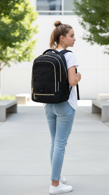 JEVA Moonless Quilt Supreme Schoolset - Ergonomische rugzak met etui